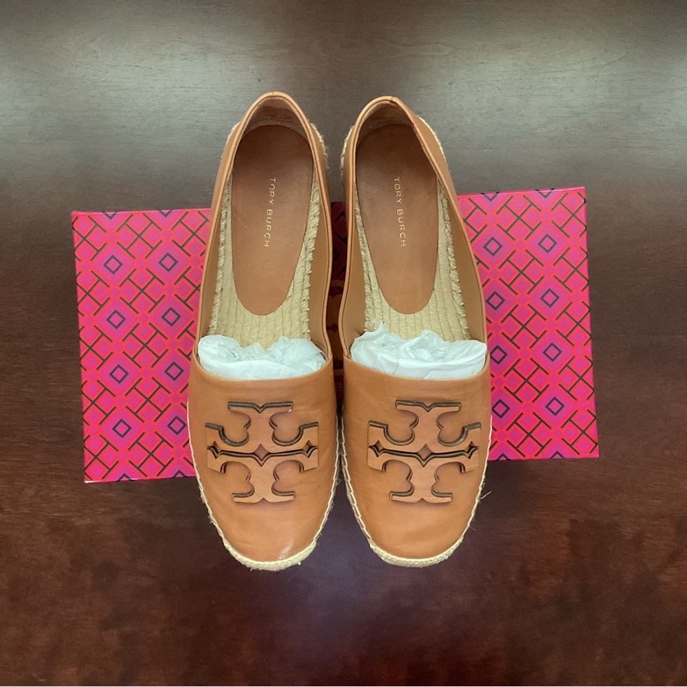 Tory Burch Ines Espadrilles Leather Size 9.5 Color: Tan
